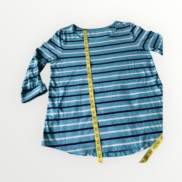 🍁Croft & Barrow 3/4 Sleeves blue/white/navy Stripes Top Blouse Tunics Size L - Picture 6 of 7